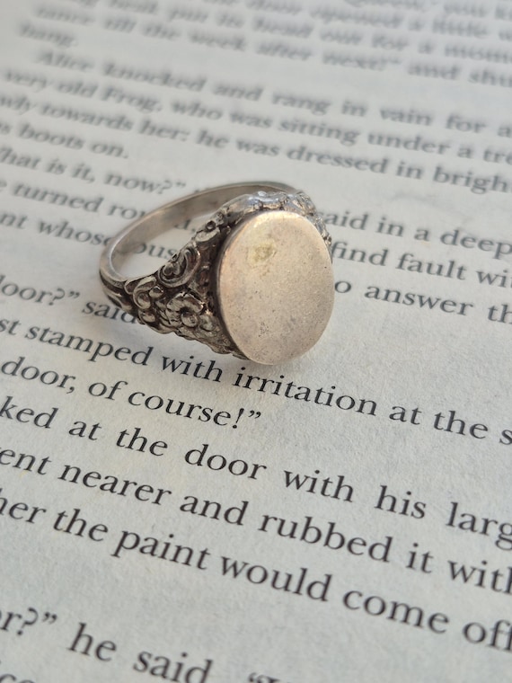 Vintage Art Deco Signet 835 Silver Ring Jugendstil Style