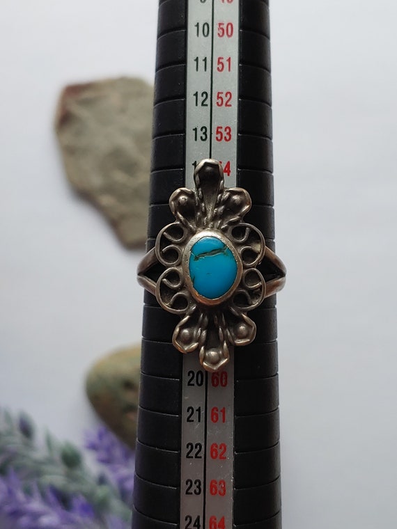 Vintage Mexican Taxco Turquoise ring- Boho style … - image 8