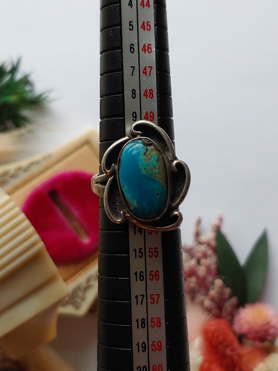 Vintage Navajo Sterling Silver turquoise Ring - B… - image 5