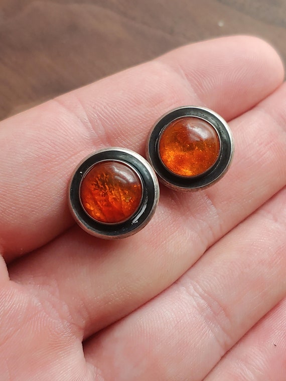 Vintage Niels Erik From silver amber clip earring… - image 2