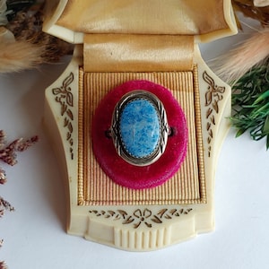 Vintage bague lapis-lazuli en argent sterling navajo - style bohème - taille de bague 7,25 po. US - bague en argent navajo - bague en argent turquoise du sud-ouest