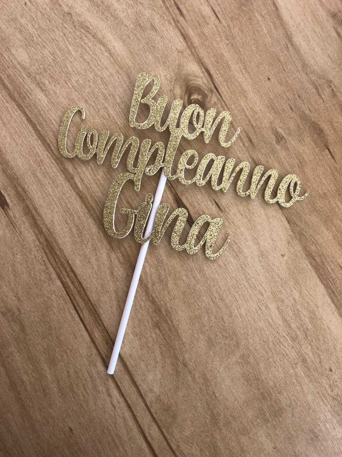 CAKE TOPPER IN PLEXIGLASS A SPECCHIO BUON COMPLEANNO ROSA GOLD 20 CM - Foto 4