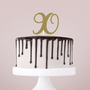 90 Cake Topper, 90th Birthday Cake Topper, Glitter Topper, Ninety Birthday Cake Topper, Number Ninety Birthday Cake Sign