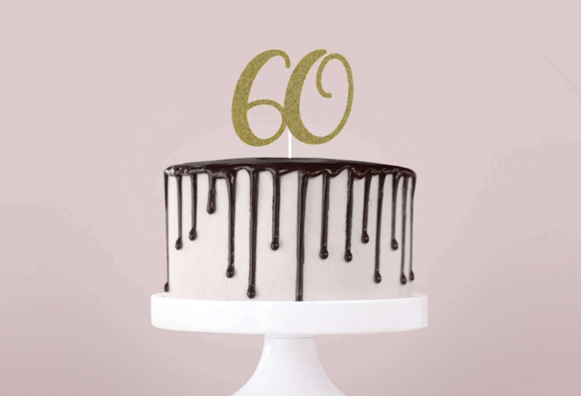 Happy 60th Birthday Cake Topper Sixty Daughter Son Sister Brother Glitter