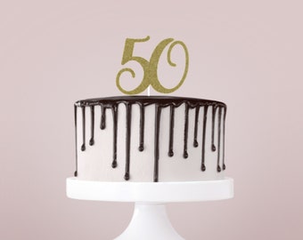 50 Cake Topper, 50th Birthday Cake Topper, Glitter Topper, Fiftieth Birthday Cake Topper, Number Fifty Birthday Cake Sign