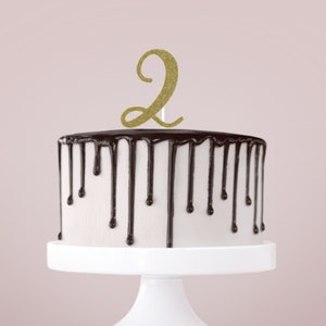 2 Cake Topper, 2nd Birthday Cake Topper, Glitter Topper, Second Birthday Cake Topper, Number Two Birthday Cake Sign