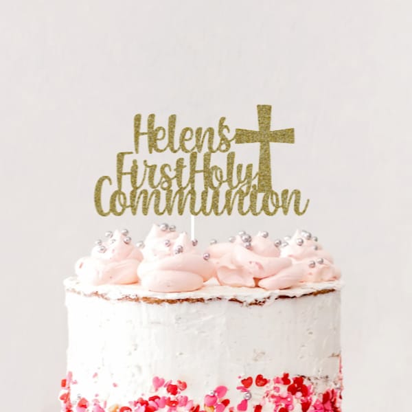 Custom First Holy Communion Cake Topper, First Communion Cake Topper, First Communion Topper with Name, Personalized Communion Cake Topper