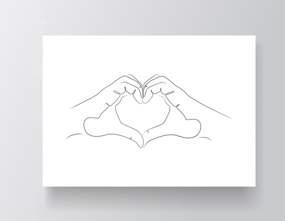 Love Heart Hand Heart Hands Loveheart Printable Line Etsy Love Heart Hand Heart Hands Loveheart Printable Line Etsy