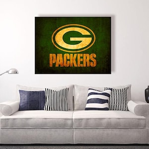 Green Bay Packers vintage style Canvas Print, vintage football decor, football room decor, room decor for men, apartment decorating ideas