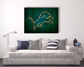 Detroit Lions vintage style Canvas Print, vintage football decor, football room decor, room decor for men, apartment decorating ideas