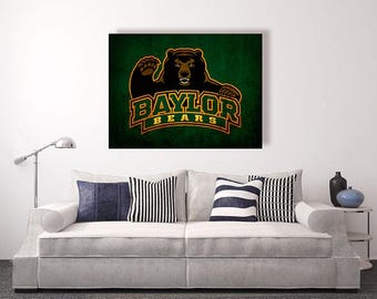 Baylor University, Baylor Bears vintage style Canvas Print, college football logos, apartment decorating ideas, sic'em bears