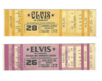 Two Elvis Presley 1977 REPRODUCTION/REPLICA concert tickets