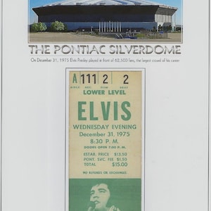 ELVIS PRESLEY Live Konzert REPLICA Ticket 31. Dezember 1975 Pontiac Silverdome
