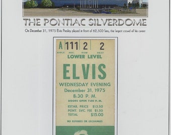 ELVIS PRESLEY concert live REPLICA billet 31 décembre 1975 Pontiac Silverdome