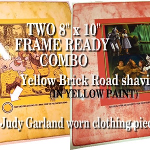 WIZARD OF OZ Yellow Brick Road shavings relics in paint & Judy Garland worn clothing combo owned
