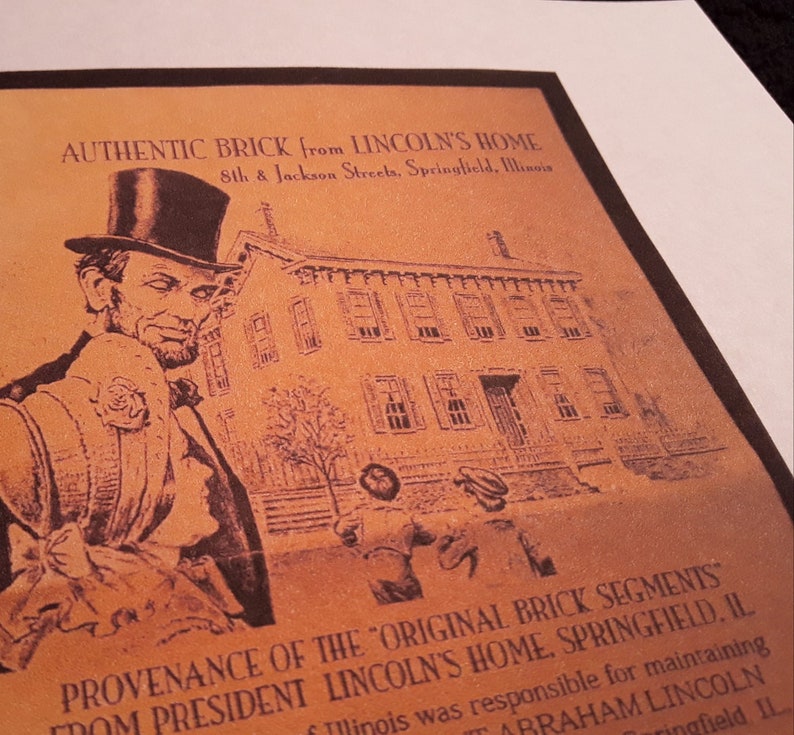 Véritable pièce de BRIQUE d'Abraham Lincoln provenant de sa maison de Springfield, dans l'Illinois, dans l'Illinois, maison assassinée par le président en 1865, document rare image 7