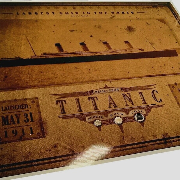 Actual TITANIC artifacts, RELICS, coal, wood, rusticle pieces, specks, genuine, remnant, part, steel hull rust, portion, rms Titanic 8x10