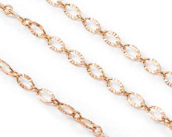 Textured Cable Chain - Hammered Chain - Flat Brass Chain - Soldered - 0.19" x 0.10" x 0.01" - Necklace Jewellery Making - CC1094