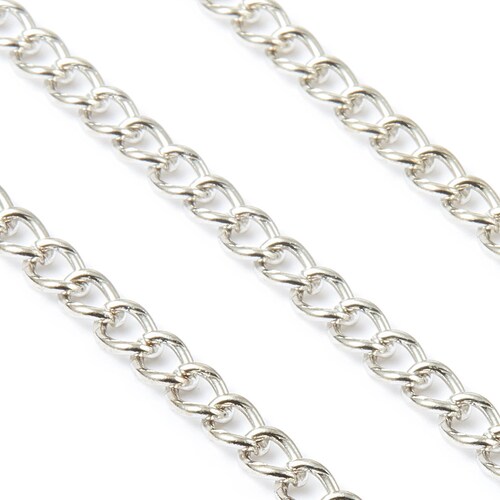 Curb Chain Iron Military Chain Silver Tone Plated - Etsy