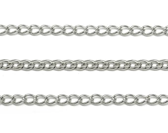 Steel Cube Chain - 304 Stainless Steel Curb Chain - Silver Tone Open Link Curb Chain - Soldered Cuban chain - Faceted Curb Chain