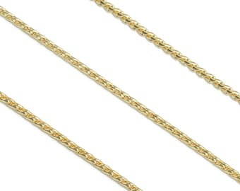 Rope Chain -18K Real Gold Plated Brass Chain - Mini Rope Chain - 18K Real White Gold Chain 0.03" (0.85mm) for Necklace,  Jewellery Making