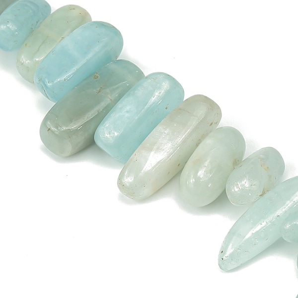 Aquamarine Nugget Stone - 39cm / 1 strand - Large Chip - Natural Stone Beads - Jewelry Making Supplies - 23x8.25x7.92mm - NS1859E