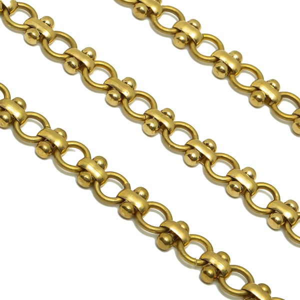 6.8 Gold Handmade Chain - Raw Brass Oval Link Chain - Brass Handmade Link Chain - Brass Barbell Chain - Jeweler Making - 10x6x2mm- PP8642