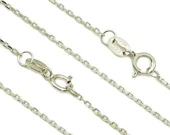 45cm Silver Cable Chain - Faceted Finish Chain - 925  Silver Chain - 925 Silver - For Necklace - 1.34x1.11x0.67mm - CC1223