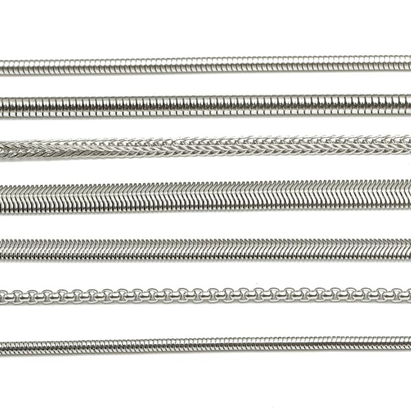 Round Snake Chain - 304 Stainless Steel Foxtail Chain - Silver Tone Box Chain - Twisted Snake chain - Z Snake Chain