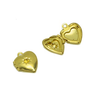 Zawieszka w kształcie serca z mosiądzu - surowe mosiężne miniaturowe zawieszki w kształcie serca - zawieszka w kształcie medalionu do naszyjnika - Fligre Locket - 12,4x10,32x3,99 mm - PP8914