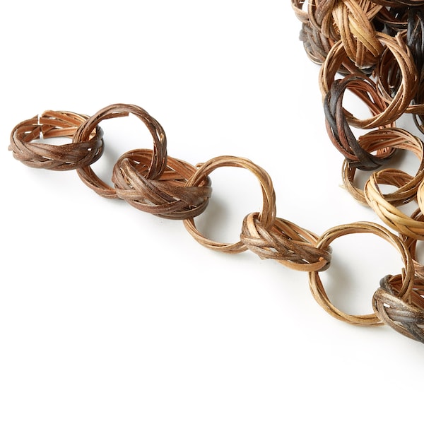 Rattan Rolo Chain - Woven Chain - Handwoven Rattan Chain - Round Rolo Chain - Jewelry Handmade - 0.96" x 0.96" x 0.26" - RT1226