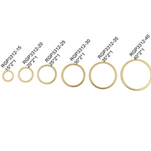 Brass Ring Connector - 18K Gold Round Links - Brass Circle Charm - Jewelry Supplies - 2x1mm ALL SIZES 15 20 25 30 35 40 50 60mm - RGP3312