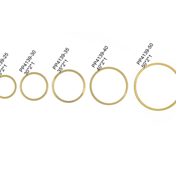 Brass Circle Connector - Raw Brass Ring Earring Hoop - Round Link Closed Loop - 2X1mm ALLE MATEN 15mm 20mm 25mm 30mm 35mm 40mm 50mm - PP4139