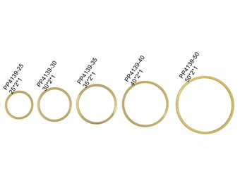 Brass Circle Connector - Raw Brass Ring Earring Hoop - Round Link Closed Loop - 2X1mm ALL SIZES 15mm 20mm 25mm 30mm 35mm 40mm 50mm - PP4139