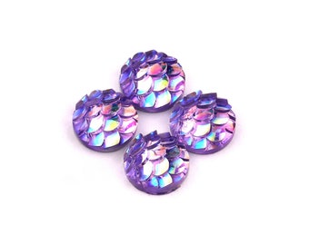 CB1001A Silver Cabochons Mermaid Cabochons 8mm Iridescent Fishscale Cabochons Jewelry Supplies