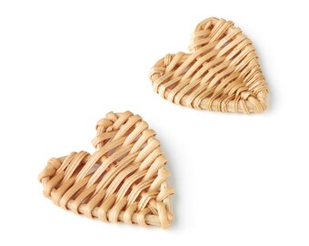 Jewelery Handmade 52.2x52.2x4.14mm Wooden Straw Earring RT1047 Round Shaped Rattan Pendant Handwoven Rattan Earrings