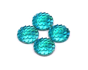 CB1001A Silver Cabochons Mermaid Cabochons 8mm Iridescent Fishscale Cabochons Jewelry Supplies