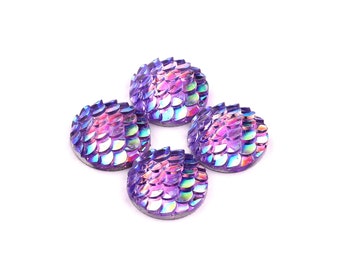 CB1001A Silver Cabochons Mermaid Cabochons 8mm Iridescent Fishscale Cabochons Jewelry Supplies