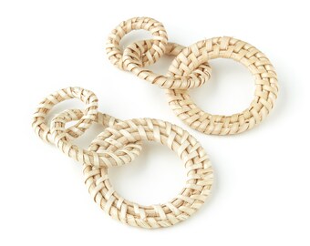 Jewelery Handmade 52.2x52.2x4.14mm Wooden Straw Earring RT1047 Round Shaped Rattan Pendant Handwoven Rattan Earrings