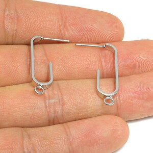 Brass U-Shaped Hoop Earring - Brass Hoop Earring With Loop - DIY Open Frame Earring Base - 18K Real White Gold Plated - 28x8x2mm - RGP9686S