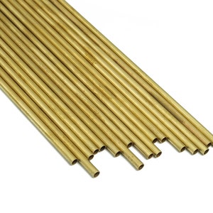 Round Brass Himmeli Tubes - Raw Brass Himmeli DIY Tube Beads - Circle Pipes for Geometric Shapes - For Air Plants -3.5x0.2x200mm- PP4571-200