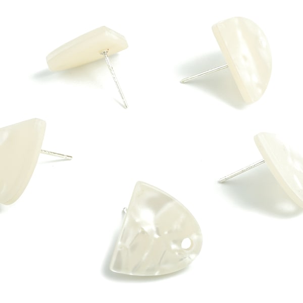 Acrylic Semi Ellipse Earring Stud - Half Ellipse Earring Post With Hole - Earring Post - Jewelry Supplies - 14.61x14.25x2.4mm - AC1959B