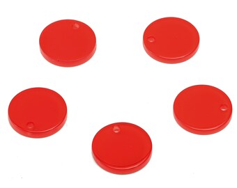 12 Vintage Red Acrylic Flat Round Disc Pendants – 50mm – For Jewelry Making & Crafts