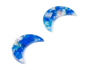 Conector de luna de acetato - Dos agujeros - Pendiente de luna y colgante - Suministros de joyería - Código de color: A37 - 29.8x19.24x2.77mm - AC1110UU