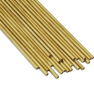 Okrągłe mosiężne rurki Himmeli - Surowe mosiężne koraliki Himmeli DIY - okrągłe rury do kształtów geometrycznych - do roślin powietrznych - 2x0,2 x 100 mm - PP4568-100