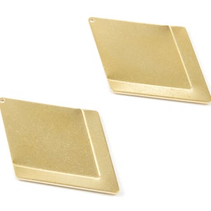 Personalized stamping blank - Brass Rhombus Charms - Rhombus Raw Brass Pendant - Brass Earring Findings  - 53x36x1.87mm- PP1944