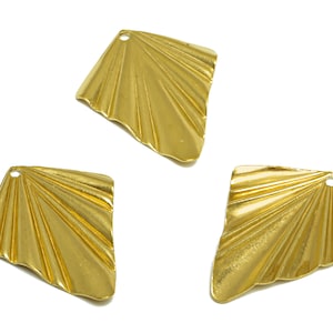 Brass Rhombic Earring Charm - Raw Brass Wavy Diamond Earring Charm - Brass Wavy Pendant - Geometry Charm - 25x20x1.52mm - PP10236
