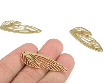 Brass Dragonfly Wing Charm - Raw Brass Dragonfly Wing Pendant – DIY Dragonfly Wing Earrings - Jewelry Supplies - 41.6x16.2x0.81mm - PP4005