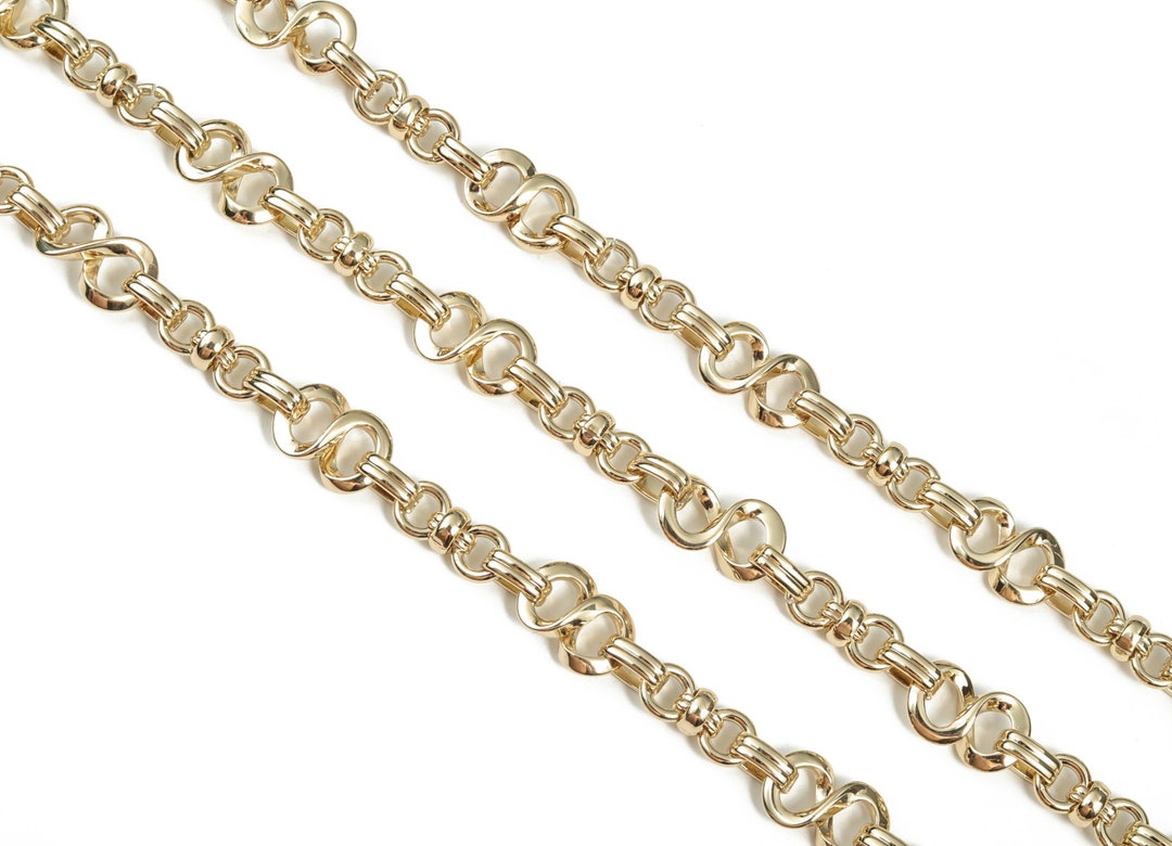 Gold Figure 8 Cable Chain 14K Real Gold Brass Oval Eternity Etsy