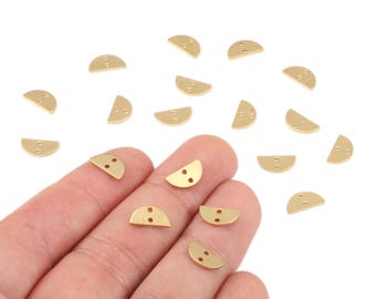 Brass Semicircle Connector - Raw Brass Moon Connectors With 2 Holes - Jewelry Supplies - 9.98x5.35x0.75mm - PP2166